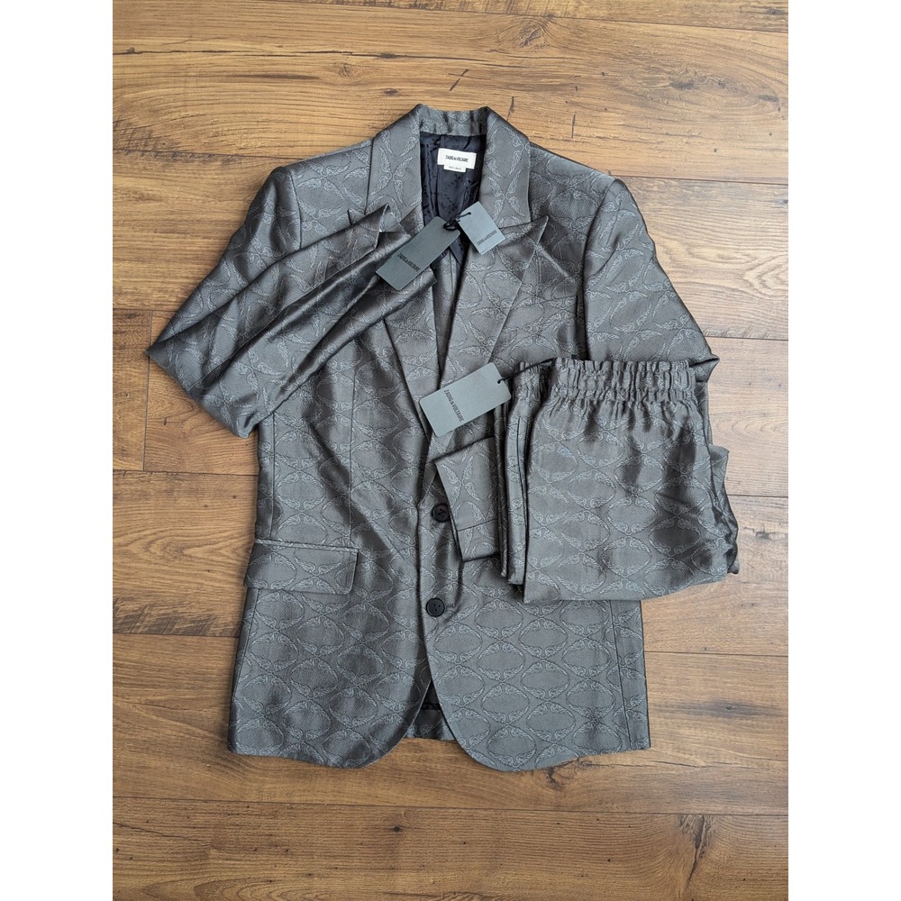 ZADIG & VOLTAIRE Vegy Jac Wings Anthracite Suit Jacket Blazer(Sz 34) Pants 28x30